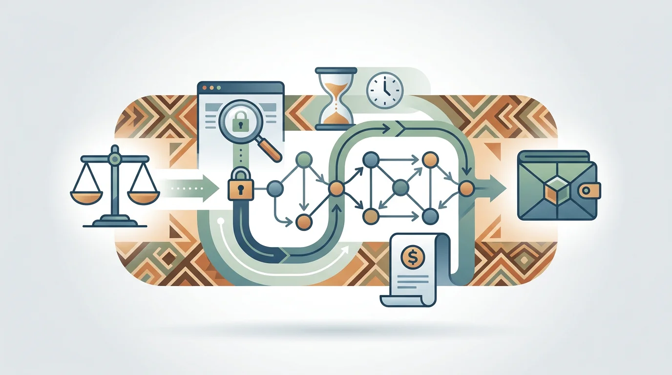 Crypto withdrawal flow showing wallet, blockchain, timing and tax checkpoints